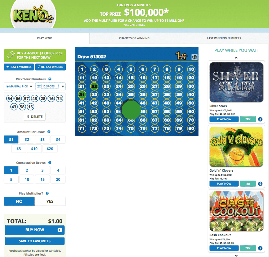 Kentucky Lottery 12 KY Lottery keno 3